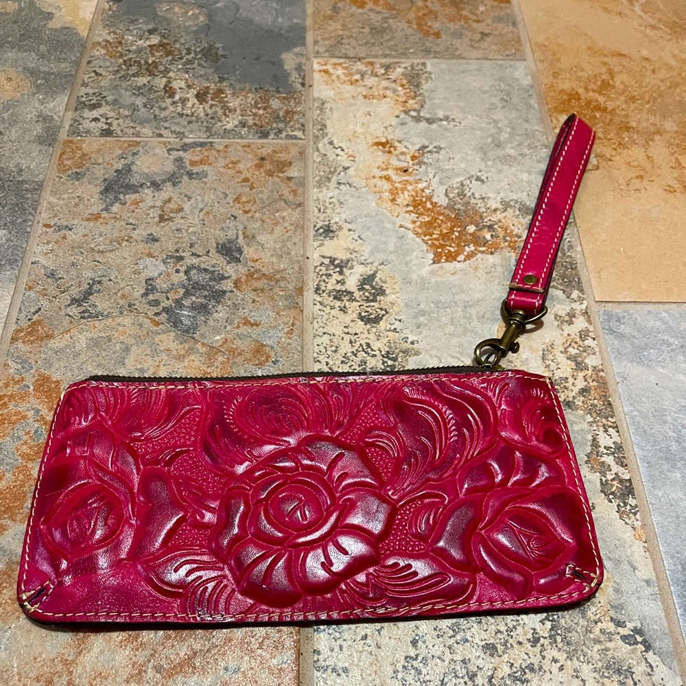 Patricia Nash Tooled Embossed Leather Wristlet!